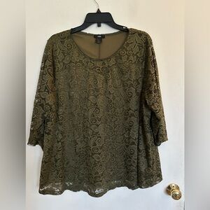 LEEBE Women's Plus Size Lace Top 3X